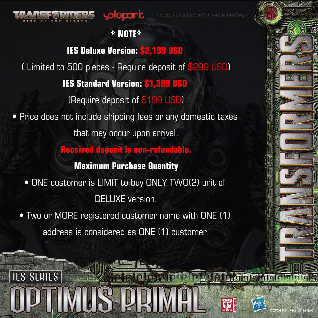【DEPOSIT PAYMENT】Transformers: Rise of the Beasts - IES Series 62cm Optimus Primal - Yolopark