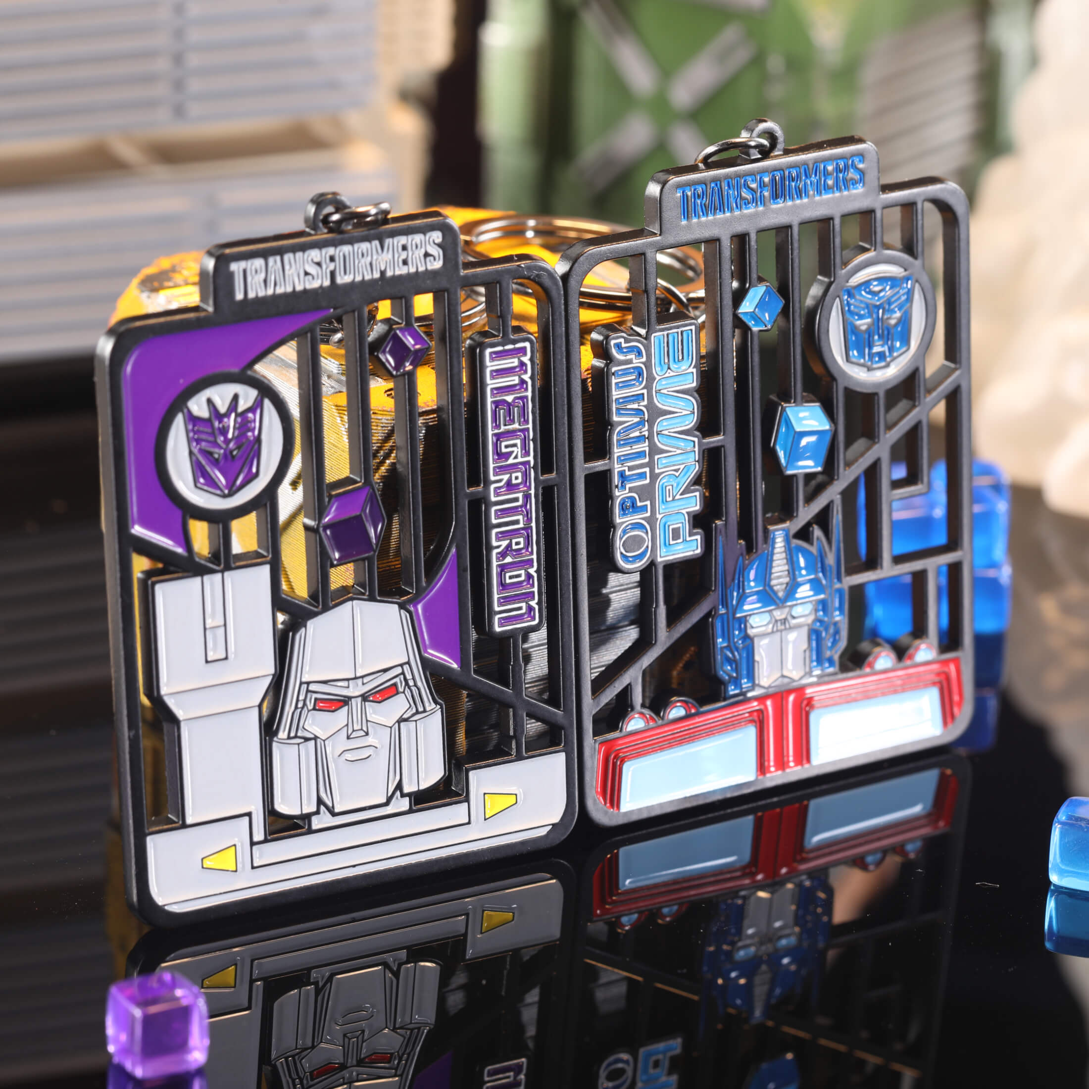 Transformers G1 Optimus Prime and Megatron Metal Keychain