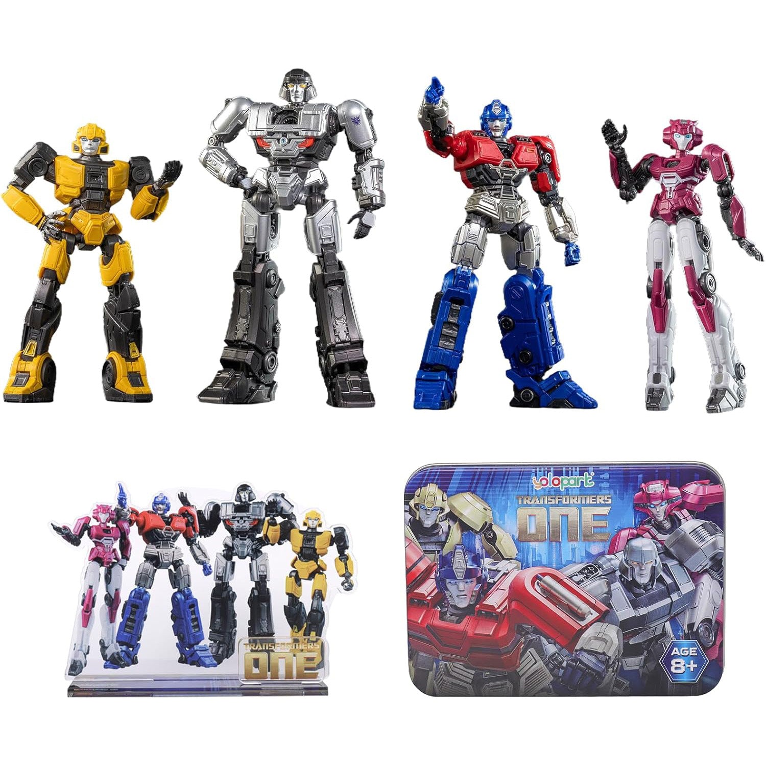 Transformers ONE - Cog-Less Mode 4-Pack Pre-assembled Toy - AMK Series (Optimus Prime, Megatron, Elita-1, Bumblebee)