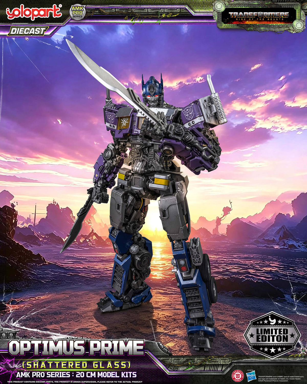 Transformers: Rise of the Beasts - 20cm Optimus Prime (Shattered Glass) Model Kit - AMK PRO Series