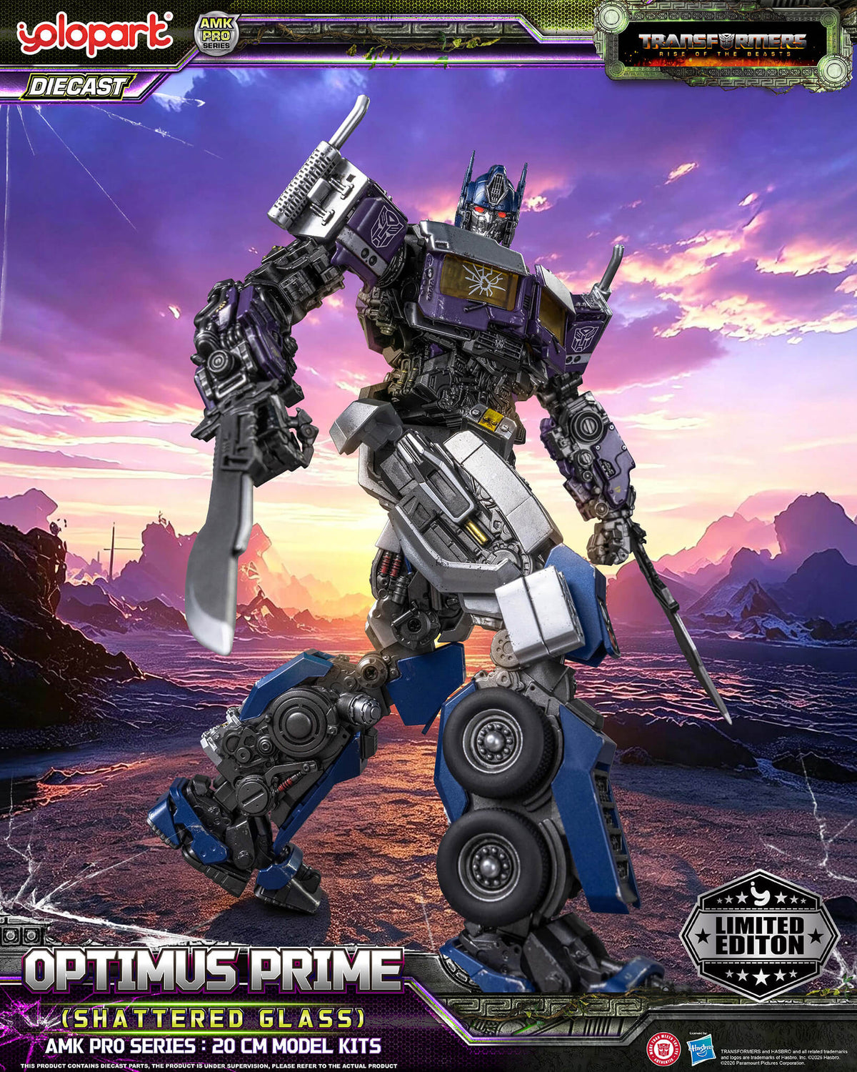 Transformers: Rise of the Beasts - 20cm Optimus Prime (Shattered Glass) Model Kit - AMK PRO Series