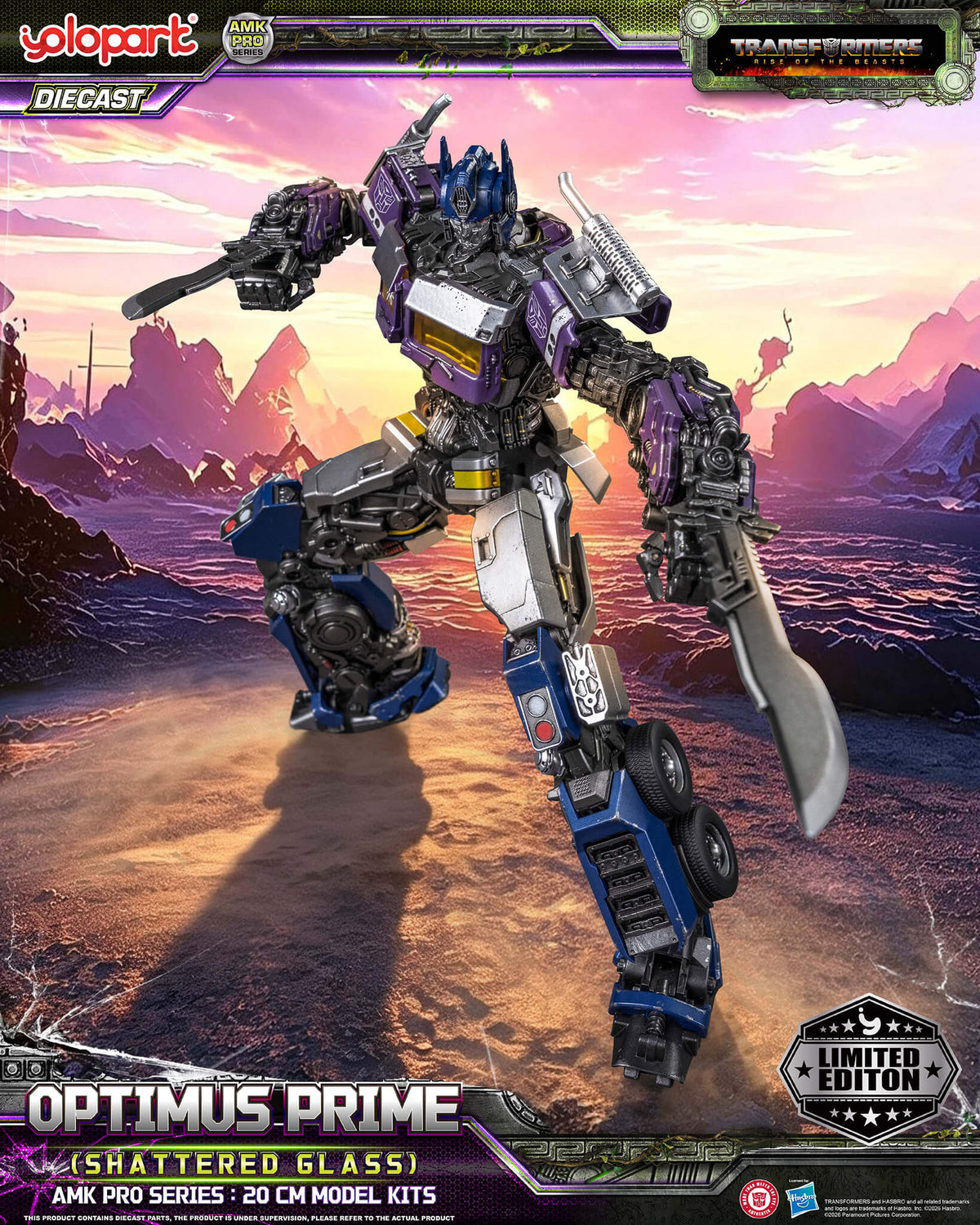 Transformers: Rise of the Beasts - 20cm Optimus Prime (Shattered Glass) Model Kit - AMK PRO Series