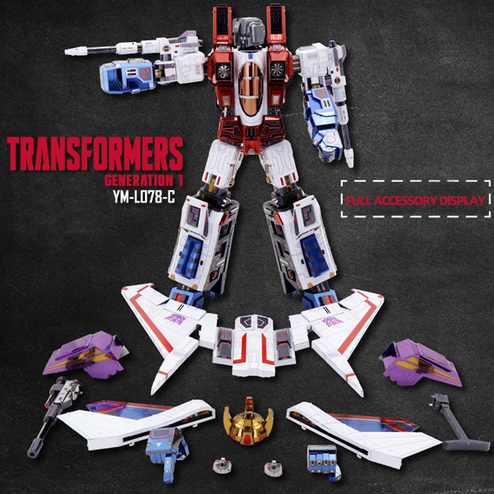 Transformers: Generation 1 - 23.5cm Starscream 3D Metal Puzzle Model Kit - Yolopark