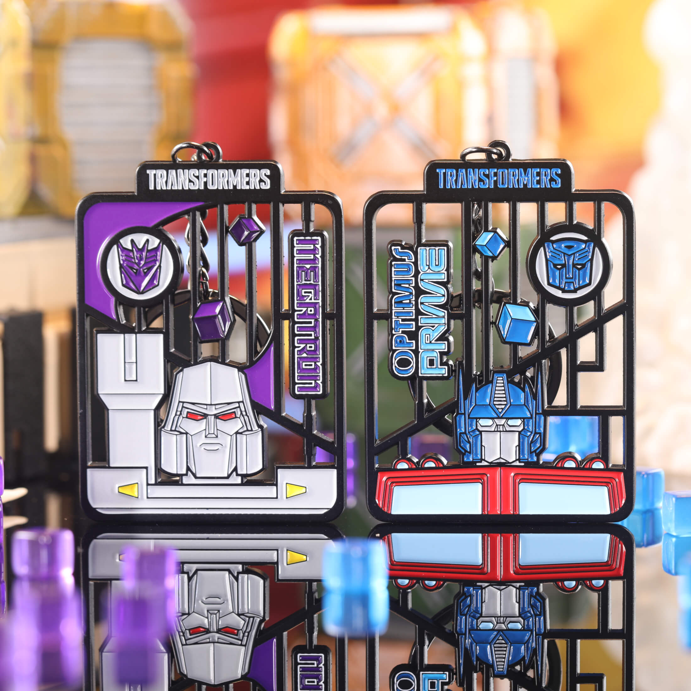 Transformers G1 Optimus Prime and Megatron Metal Keychain