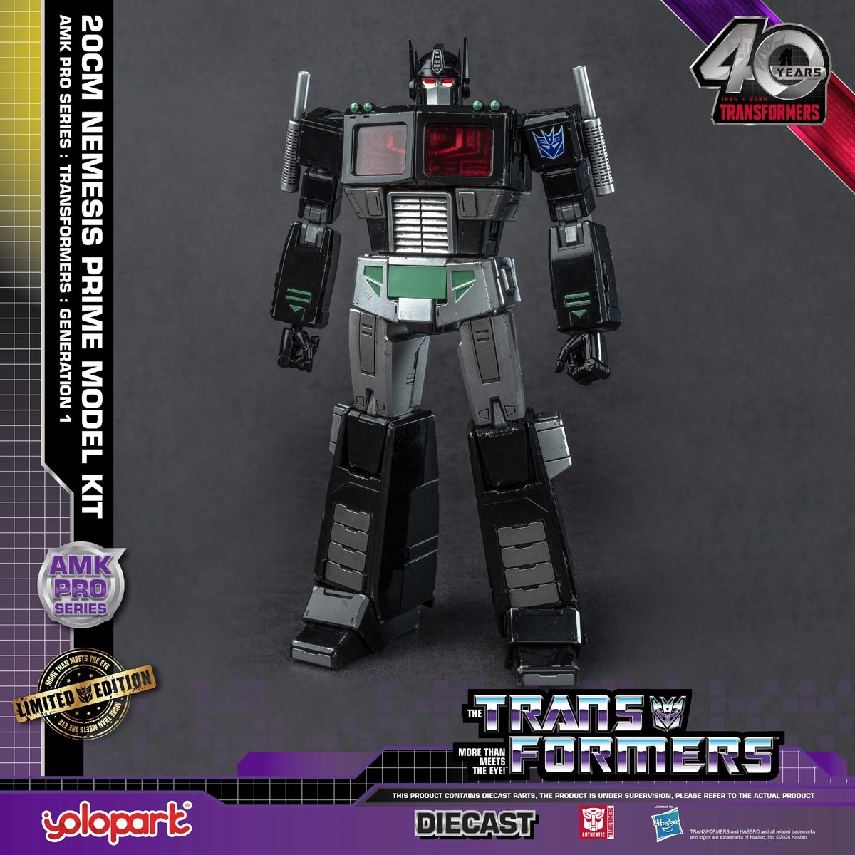 Transformers G1 Nemesis Prime Collectible Toy - Diecast, LED, Weaponry